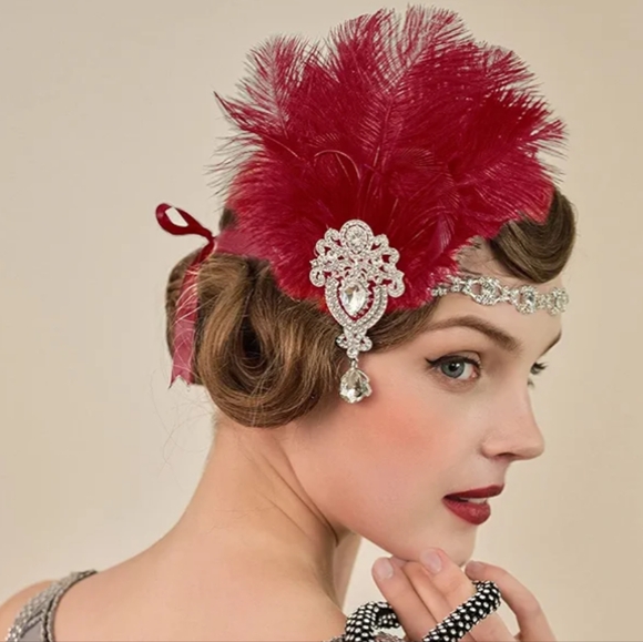 Feathered Flapper Headband 1920's Style - Picture 9 of 9